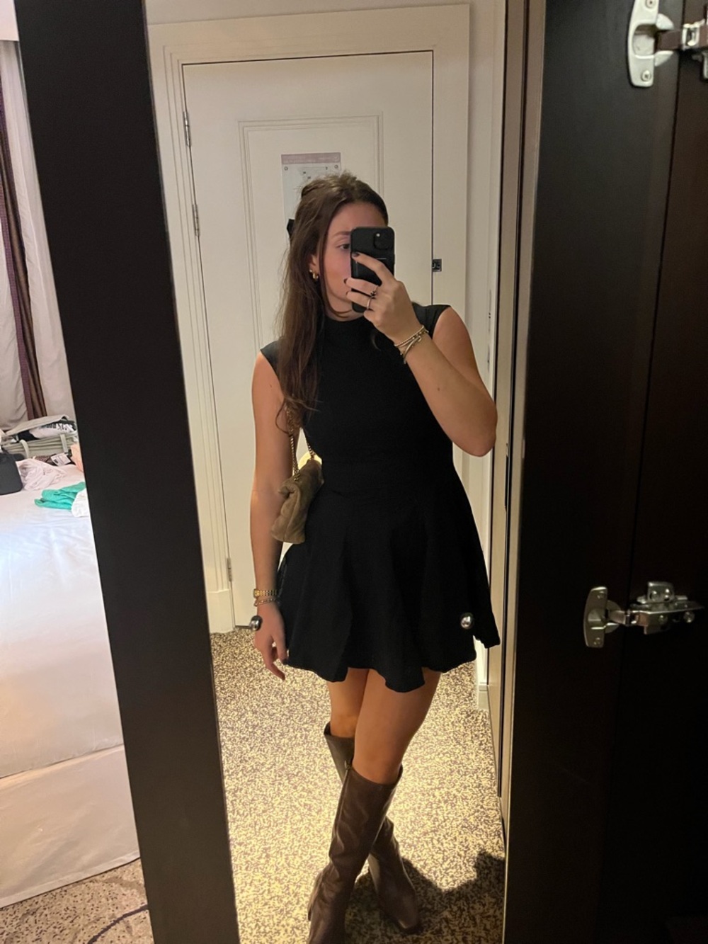 Sleeveless Black Fit-and-Flare Mini Dress